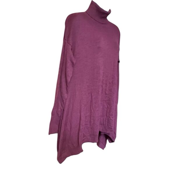 Turtleneck  Sweater Tunic Wool Blend Sharkbite Hem Sz S Lagenlook Goblincore - Picture 5 of 9